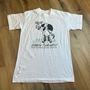 Vintage Penn Dutch Country Cow Udderly Fantastic single stitch novelty tee S M